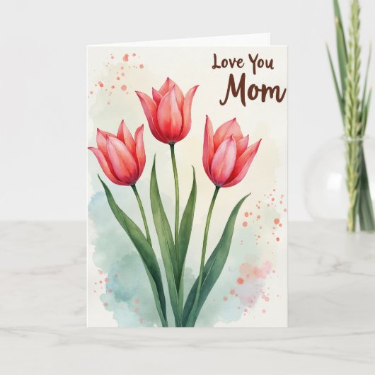 Roze Moederdag geschilderde kaart (Voorkant)