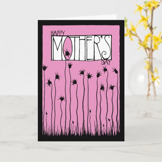 Roze Moederdag Kaart (Gele Bloem)
