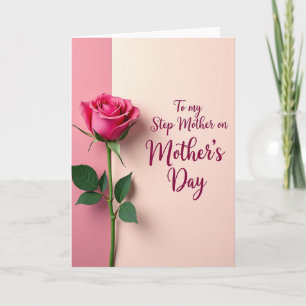 Roze Moederdag kaart voor stiefmoeder
