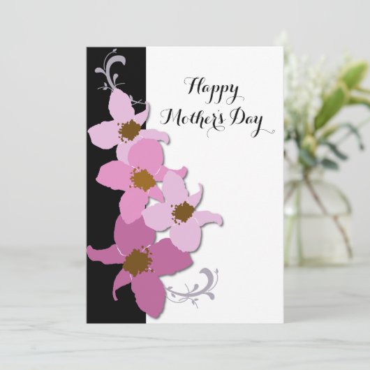 Roze Moederdag platte Kaart (Staand voorkant)