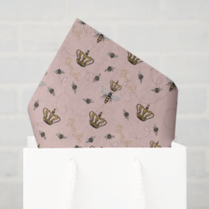Roze Moederdag Royal Queen Bee & Gold Crown Tissuepapier