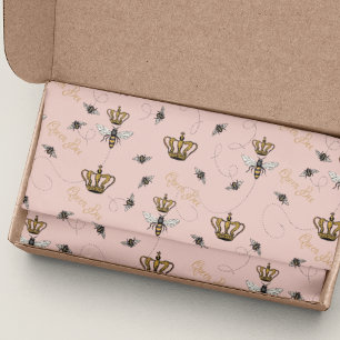 Roze Moederdag Royal Queen Bee & Gold Crown Tissuepapier