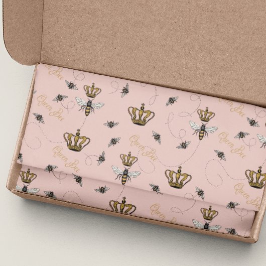Roze Moederdag Royal Queen Bee & Gold Crown Tissuepapier