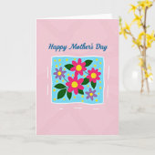 Roze Moederdag Sterren Kaart (Gele Bloem)
