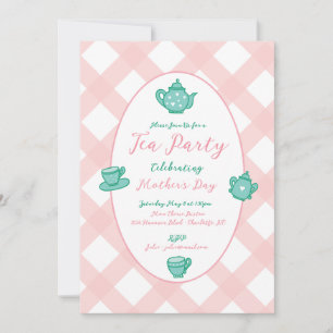 Roze Moederdag Tea Party Kaart