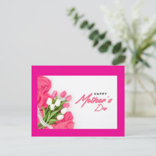 Roze Moederdag tulpen Feestdagenkaart
