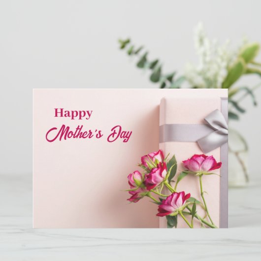 Roze Moederdag Wenskaart Feestdagenkaart (Staand voorkant)