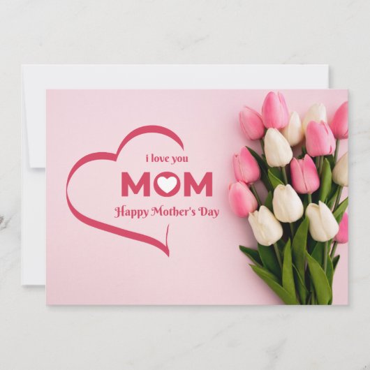 Roze Moederdag Wenskaart Feestdagenkaart (Voorkant)