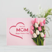 Roze Moederdag Wenskaart Feestdagenkaart (Staand voorkant)