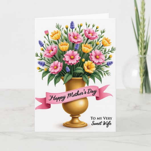 Roze Moederdagkaart met Bloemen Kaart (Voorkant)