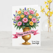 Roze Moederdagkaart met Bloemen Kaart (Gele Bloem)