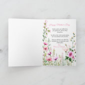 Roze Moederdagkaart met wilde bloem Kaart (Binnen)