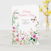 Roze Moederdagkaart met wilde bloem Kaart (Gele Bloem)