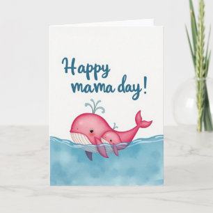 Roze Moederdagkaart voor Waterzoogdieren Kaart
