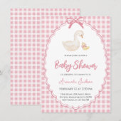 Roze moedergans en Gosling Baby shower Kaart (Voorkant / Achterkant)