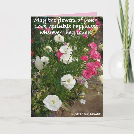 Roze Moge de Bloemen van Uw Liefde bloemen Kaart (Voorkant)