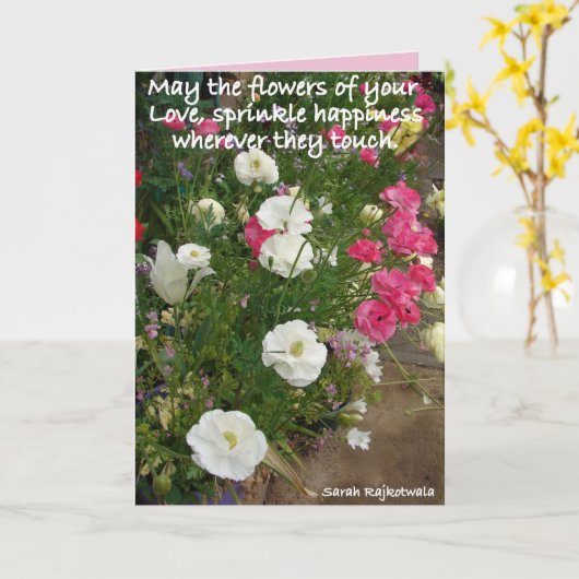 Roze Moge de Bloemen van Uw Liefde bloemen Kaart (Gele Bloem)