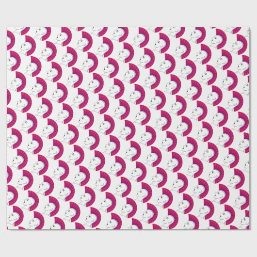 Roze Mohawk Punk stijl White Cadeaupapier (Vlak)