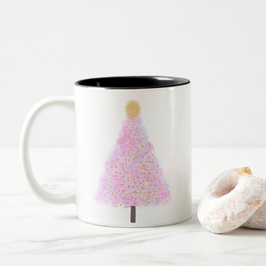 Roze mok kerstboomkoffie (Met donut)