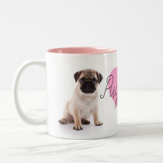 Roze Mok van de Liefde Pug (Links)