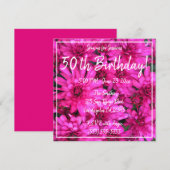 Roze Mom Floral Foto Hot Pink 50e verjaardag Kaart (Voorkant / Achterkant)