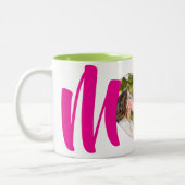 Roze "MoM" Foto Hart Gepersonaliseerd Tweekleurige Koffiemok (Links)