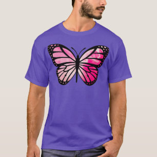 Roze monarch vlinderbloemige zwarte vlinder Monarc T-shirt