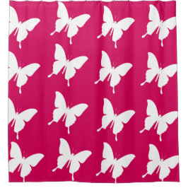 Roze monarchvlinder douchegordijn