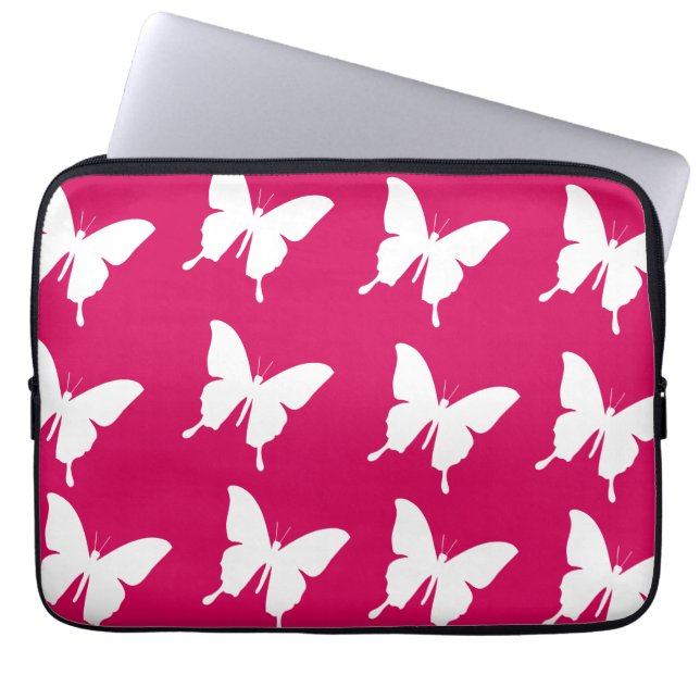 Roze monarchvlinder laptop sleeve (Voorkant)
