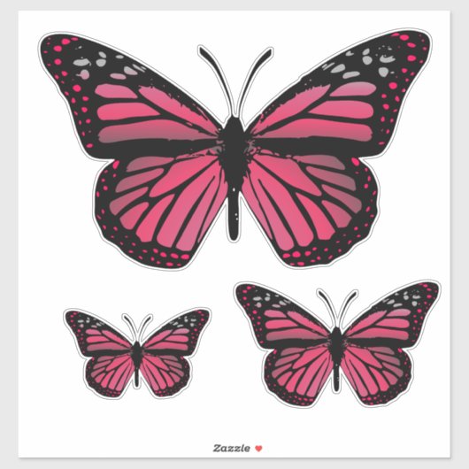 Roze monarchvlinders sticker (Vel)