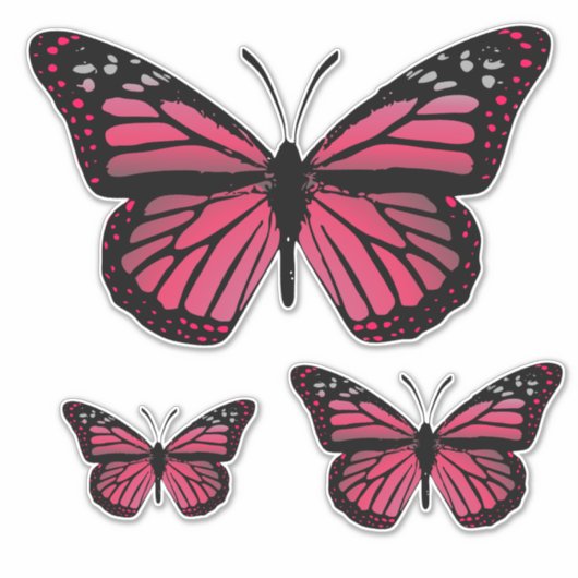 Roze monarchvlinders sticker (Voorkant)