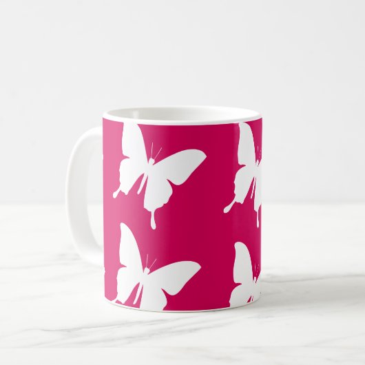 Roze monboogvlinder koffiemok (Voorkant links)