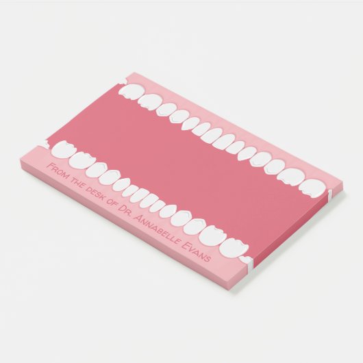 Roze mond met Teth Personalize Post-it Notes (Schuin)