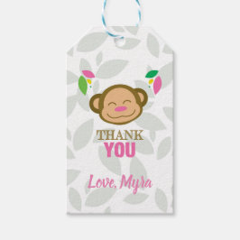 Roze Monkey Gift Label Cadeaulabel