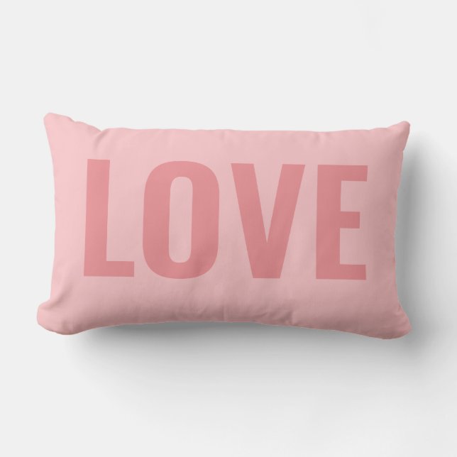 Roze monochromatische Love Typography Outdoor Buitenkussen (Voorkant)