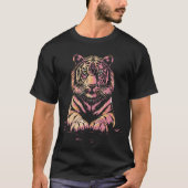 Roze monochroom tijger t-shirt (Voorkant)