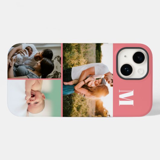 Roze Monogram 3 Fotocollage Case-Mate iPhone Case (Achterkant (horizontaal))