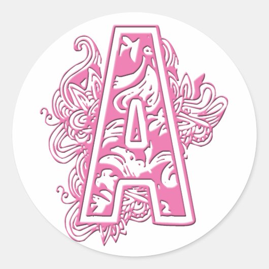 ROZE MONOGRAM A RONDE STICKER (Voorkant)