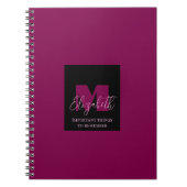 Roze Monogram Aangepaste Naam Polka Dots Geometris Notitieboek (Voorkant)
