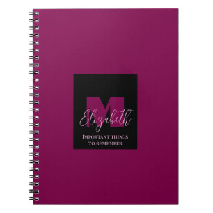 Roze Monogram Aangepaste Naam Polka Dots Geometris Notitieboek