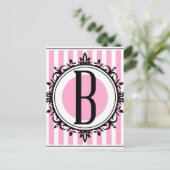 Roze monogram "B" Briefkaart (Staand voorkant)