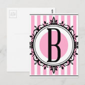 Roze monogram "B" Briefkaart (Voorkant / Achterkant)