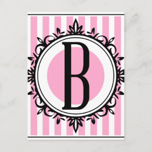 Roze monogram "B" Briefkaart