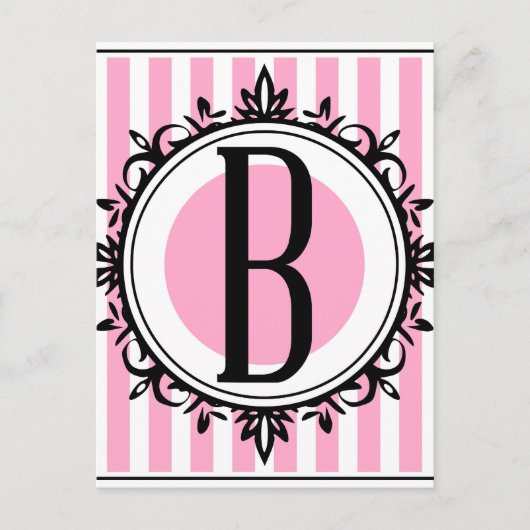 Roze monogram "B" Briefkaart (Voorkant)
