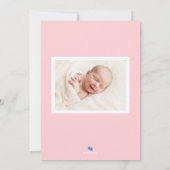 Roze Monogram Baby Geboorte Aankondiging Fotokaart (Achterkant)