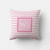 Roze Monogram Baby Meisje Foto Kussen (Achterkant)