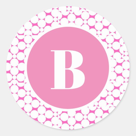Roze monogram Baby shower Partij voor de Sticker (Voorkant)