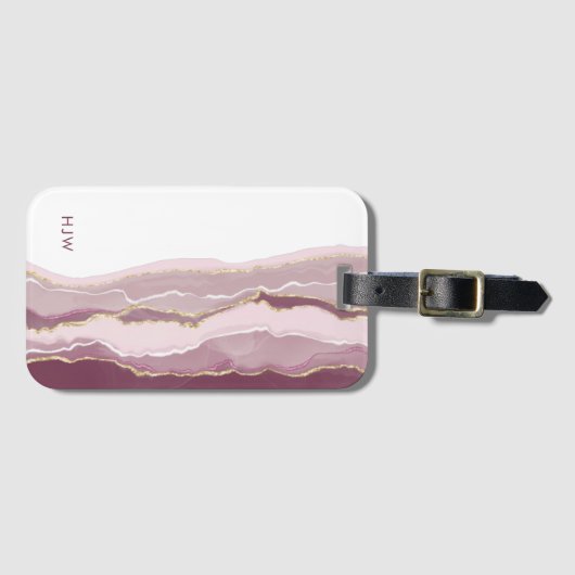 Roze monogram bagagelabel (Voorkant (horizontaal))