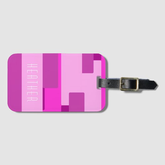 Roze monogram bagagelabel (Voorkant (horizontaal))