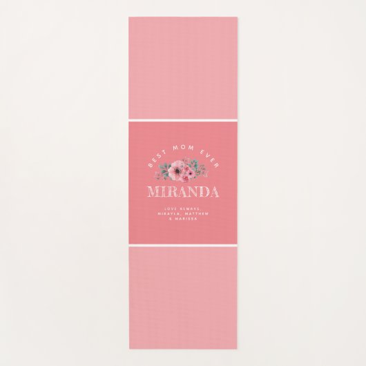 Roze monogram Beste mama ooit Gepersonaliseerd Yog Yogamat (Voorkant)